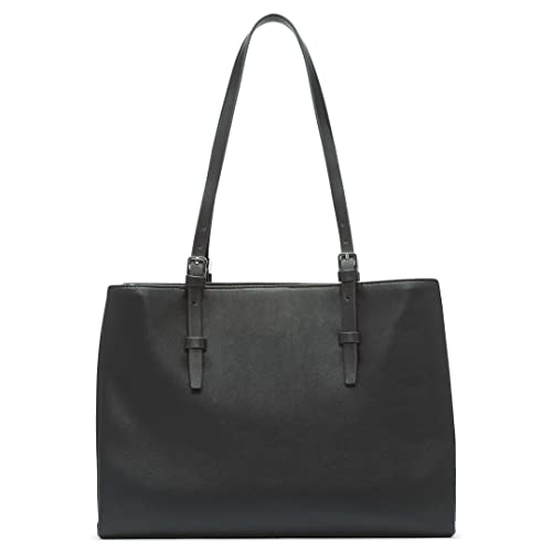 Calvin Klein Penny Triple Compartment Tote, Black/Silver,One Size