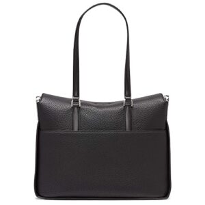 Calvin Klein Fay East/West Tote, Black/Silver,One Size