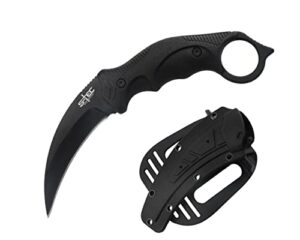 s-tec 8" fixed blade hunting knife with abs plastic sheath (black)