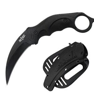 S-TEC 8" Fixed Blade Hunting Knife with ABS Plastic Sheath (Black)