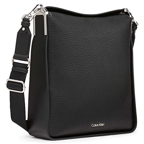 Calvin Klein Fay North/South Large Crossbody, Black/Silver,One Size