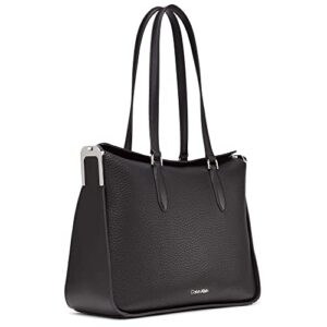 Calvin Klein Fay East/West Tote, Black/Silver,One Size