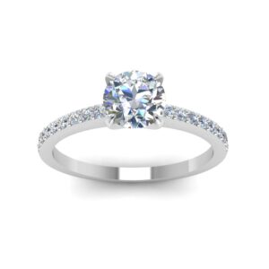 Jewelryonclick Delicate Diamond Engagement Ring sterling silver Created Cubic Zircon Round shape White color Petite Engagement Rings prong Setting in Size 4 Casual Wear for Gift