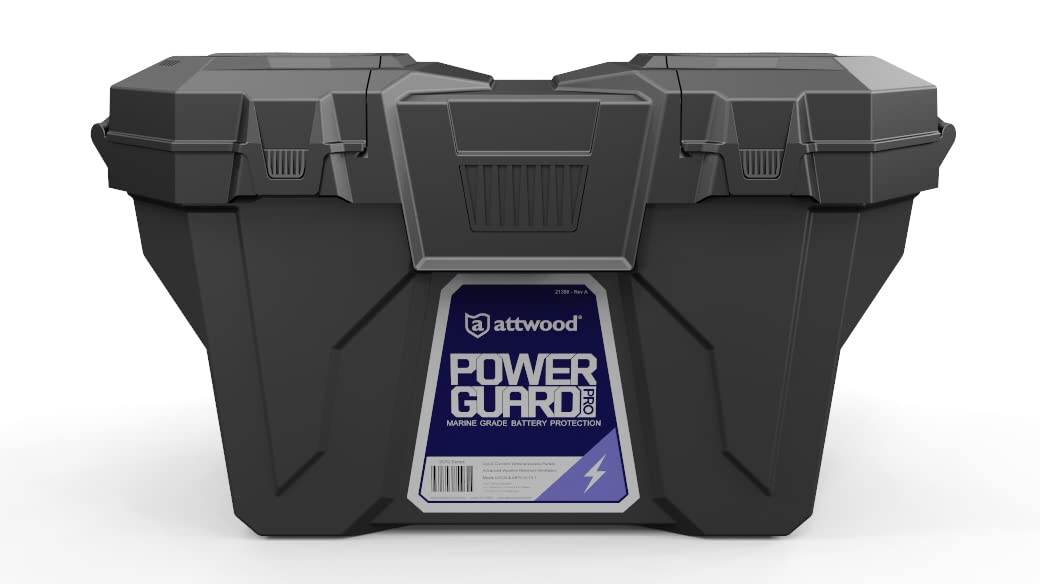 Attwood PowerGuard Pro – Marine Grade Weather Resistant Battery Box Designed for Marine, RV, Camping, Solar and More – 24/27 Series Batteries, 9070-7,Black