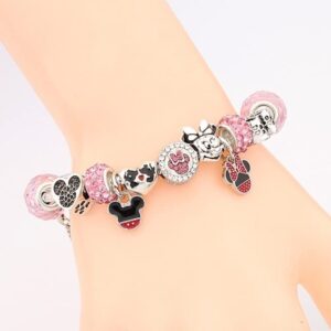 MIADEAL Cartoon Mouse Theme Charms Bracelet, Pandora Compatible, Pink Edition (Mouse 1)