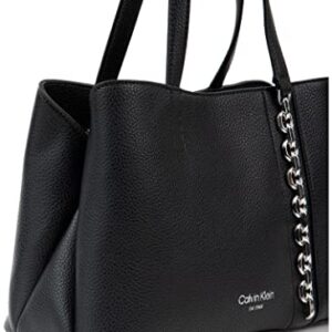 Calvin Klein Adeline Triple Compartment Satchel, Black/Silver,One Size