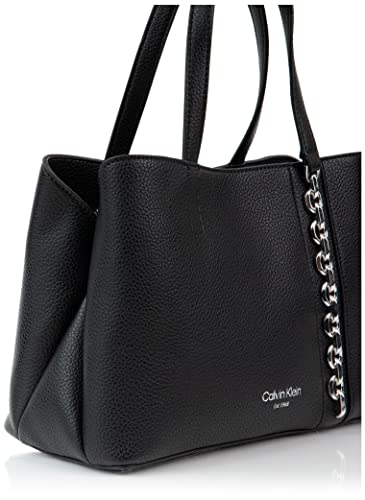 Calvin Klein Adeline Triple Compartment Satchel, Black/Silver,One Size