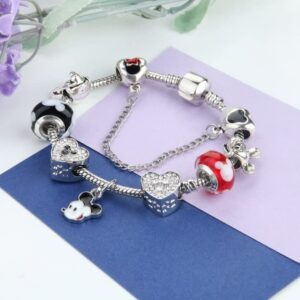 MIADEAL Cartoon Mouse Theme Charms Bracelet, Fits Pandora, Red Edition (Red 1)