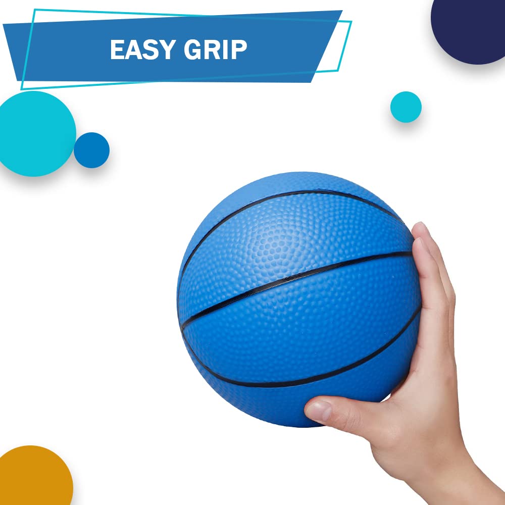 5 Inch PVC Mini Basketball for Indoor Basketball Mini Hoops, Soft 5" Rubber Small Repacement Basketball for Over Door Basketball Hoop Sets, Little Basketballs for Kids Rainbow (6 PCS with Air Pump)