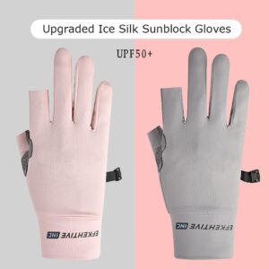 Driving Gloves for Men Women UPF 50+ UV Protection Thin Ice Silk Mesh Sport Gloves Quick-Dry Cooling Summer Outdoor Gloves Anti-Slip Elastic Cycling Gloves Unisex for Golf Hiking Driving Running