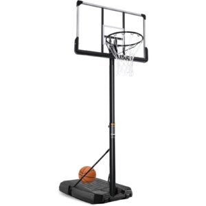 Basketball Hoop Outdoor 6.7 ft-10ft Height Adjustable Basketball Goal Portable Basketball Hoop with 44'' Basketball Backboard Wheels for Adults Youth Outdoor