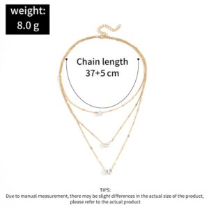 Chmier Boho Layered Crystal Necklace for Women Adjustable Delicate Star Choker Necklace Heart Water Droplets Pendant