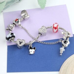 MIADEAL Cartoon Mouse Theme Charms Bracelet, Fits Pandora, Red Edition (Red 1)