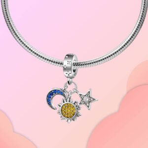 dazlily Sun Star Moon Charm 925 Sterling Silver Charms for Bracelets Necklaces Valentine's Day Gift Birthday Gift