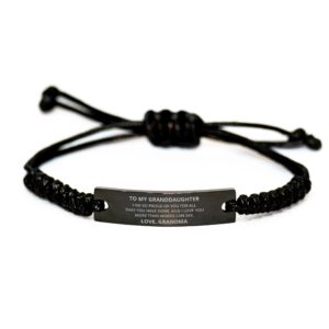 darin gift to my granddaughter black rope bracelet gifts from grandma - i am so proud of you for all that you have done - inspirational graduation christmas birthday gifts for women her