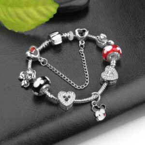 MIADEAL Cartoon Mouse Theme Charms Bracelet, Fits Pandora, Red Edition (Red 1)