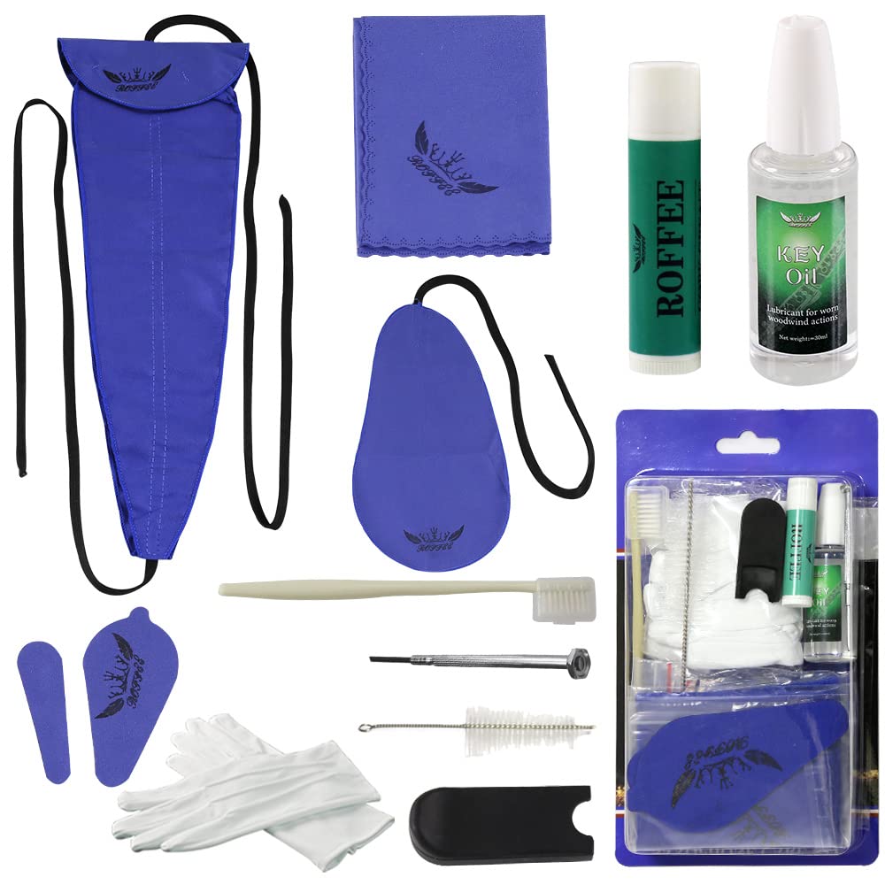 Saxophone Sax cleaning Care Maintenance Kit,Key Oil,Cork Grease,Swab,Cleaning Cloth,Thumb Rest,Mouthpiece Brush and More