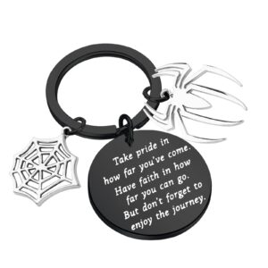 FUSTMW Spider Web Keychain Halloween Spider Gifts Spider Charm Pendant Keychain Spider Movies Fans Inspirational Gifts (black)