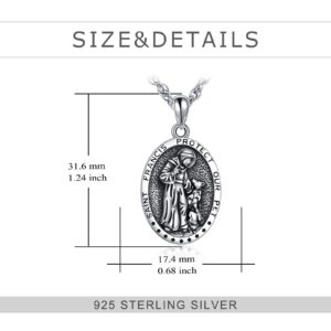 YFN St Francis Medal Necklace Sterling Silver Saint Francis Protect Our Pet Medallion Travel Protection Pendant Necklace (St. Francis)