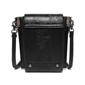 Small Crossbody Bag Shoulder Purse Leather Belt Pouch Waist Bag Fanny Pack Phone Holder Medieval Vintage Festival Renaissance Punk Costume Travel Wallet (Black)