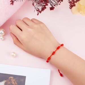 Epakh 50 Pieces Red String Bracelets 7 Knot Braided Bracelet Adjustable Cord Kabbalah Protection Bracelet Handmade Friendship Amulet Good Luck Bracelet for Women Men