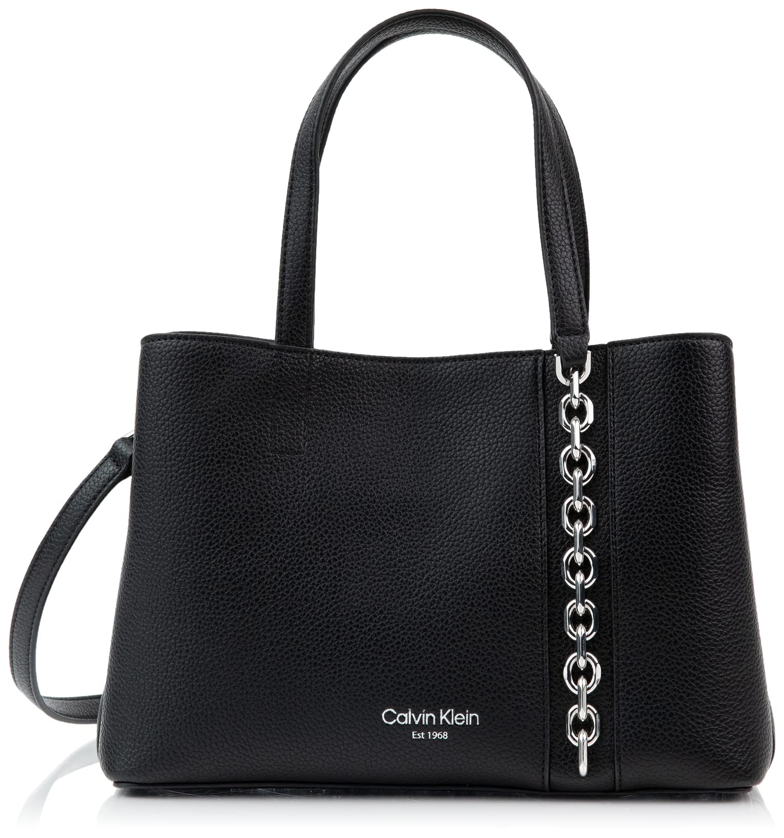 Calvin Klein Adeline Triple Compartment Satchel, Black/Silver,One Size