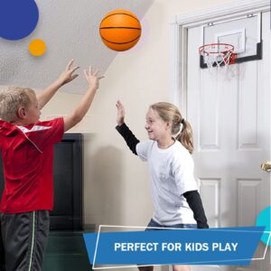 5 Inch PVC Mini Basketball for Indoor Basketball Mini Hoops, Soft 5" Rubber Small Repacement Basketball for Over Door Basketball Hoop Sets, Little Basketballs for Kids Rainbow (6 PCS with Air Pump)