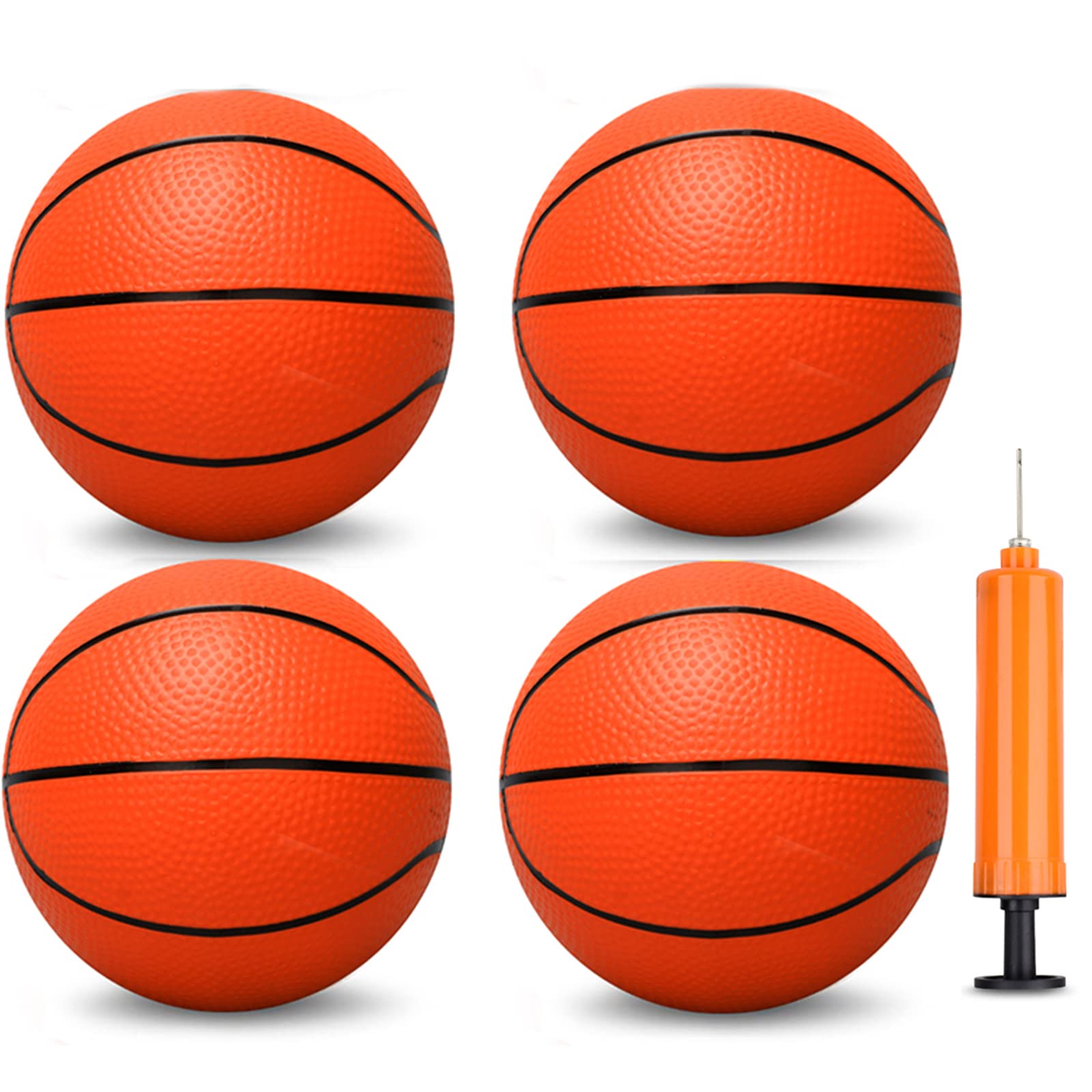 5 INCH PVC Mini Basketball for Indoor Basketball Mini Hoops, Soft 5" Rubber Small Repacement Basketball for Over Door Basketball Hoop Sets, Little Basketballs for Adults & Kids (3 PCS with Air Pump)