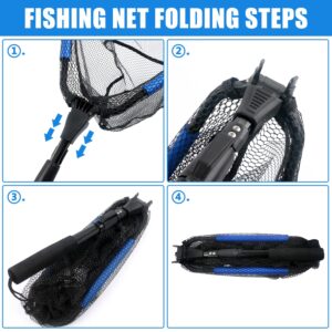 Fishing Net,Floating Folding Landing Net with 7 Inch Fishing Pliers and Fishing Lip Gripper,Fishing Gear Fihing Tool Accessories for Fish Easy Catch and Release Freshwater and Saltwater