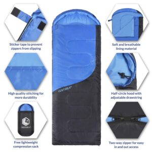 VENTURE 4TH Backpacking Warm Sleeping Bag with Self Inflating Sleeping Pad for Adults & Kids – Ideal for Hiking, Camping & Outdoor Adventures