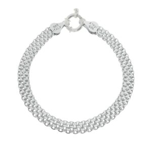 Savlano 925 Sterling Silver Italian 10mm Bismark Diamond Cut Mesh Link Chain Bracelet With Gift Box For Women- Made in Italy (7.5, 10mm)