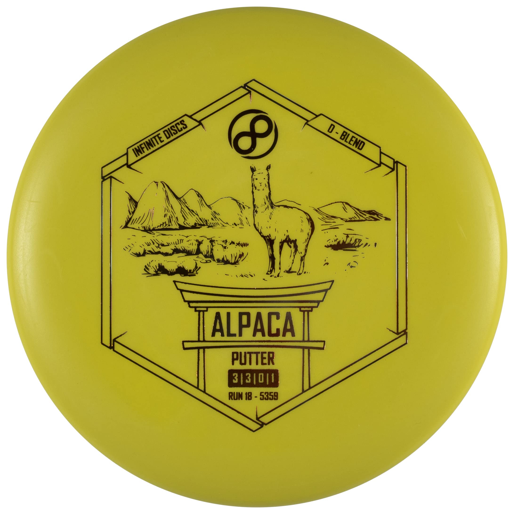 Infinite Discs Alpaca | Controllable and Accurate Putt & Approach Disc | D-Blend (173-176 Grams, Yellow)