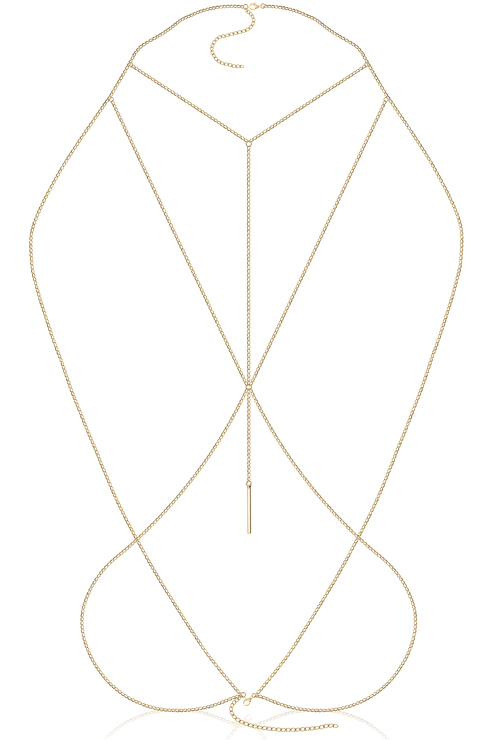 18K Gold And Silver Plated Body Chains, One Size, Gold Plated, no