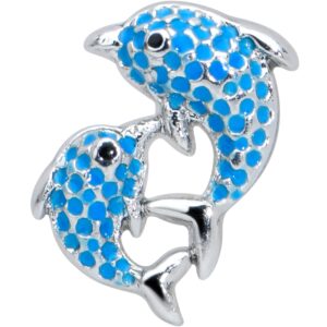 Body Candy 16G Womens Stainless Steel Blue Leaping Dolphins Cartilage Earring Helix Tragus Jewelry 1/4"