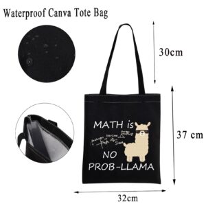 MBMSO Math Teacher Tote Bag Math is no Prob Llama Tote Bag Funny Llama Gifts for Math Lover Llama Lover Mathematician Gifts (Math Llama TB-black)