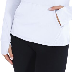 Yogalicious Nude Tech Half Zip Long Sleeve Jacket with Front Pockets - White - Medium