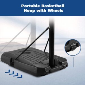 Basketball Hoop Outdoor 6.7 ft-10ft Height Adjustable Basketball Goal Portable Basketball Hoop with 44'' Basketball Backboard Wheels for Adults Youth Outdoor