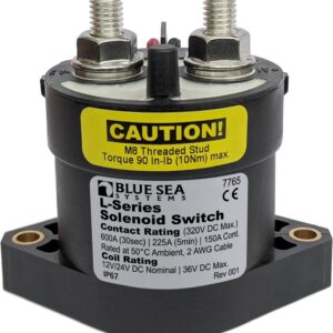 Blue Sea Systems 7765 L-Series Solenoid 150A 12/24V DC, Black