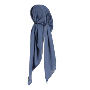 Madison Headwear Pretied Hair Scarves For Women Featuring A Unique Sparkly Foil Finish And Stretchy Ribbed Fabric (Crimped Solid DENIM)