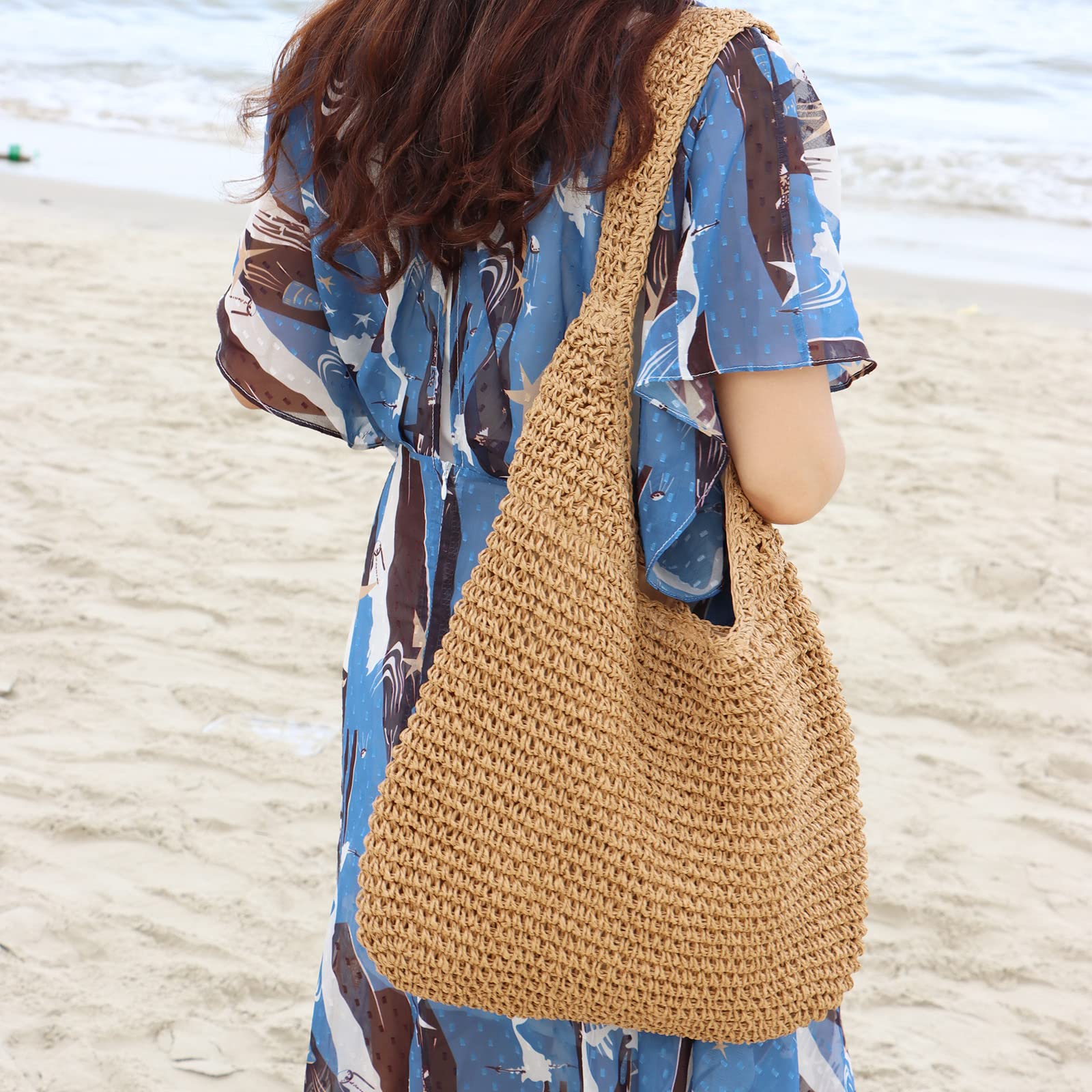 Freie Liebe Straw Beach Bag for Women Summer Woven Tote Bag Shoulder Handbags