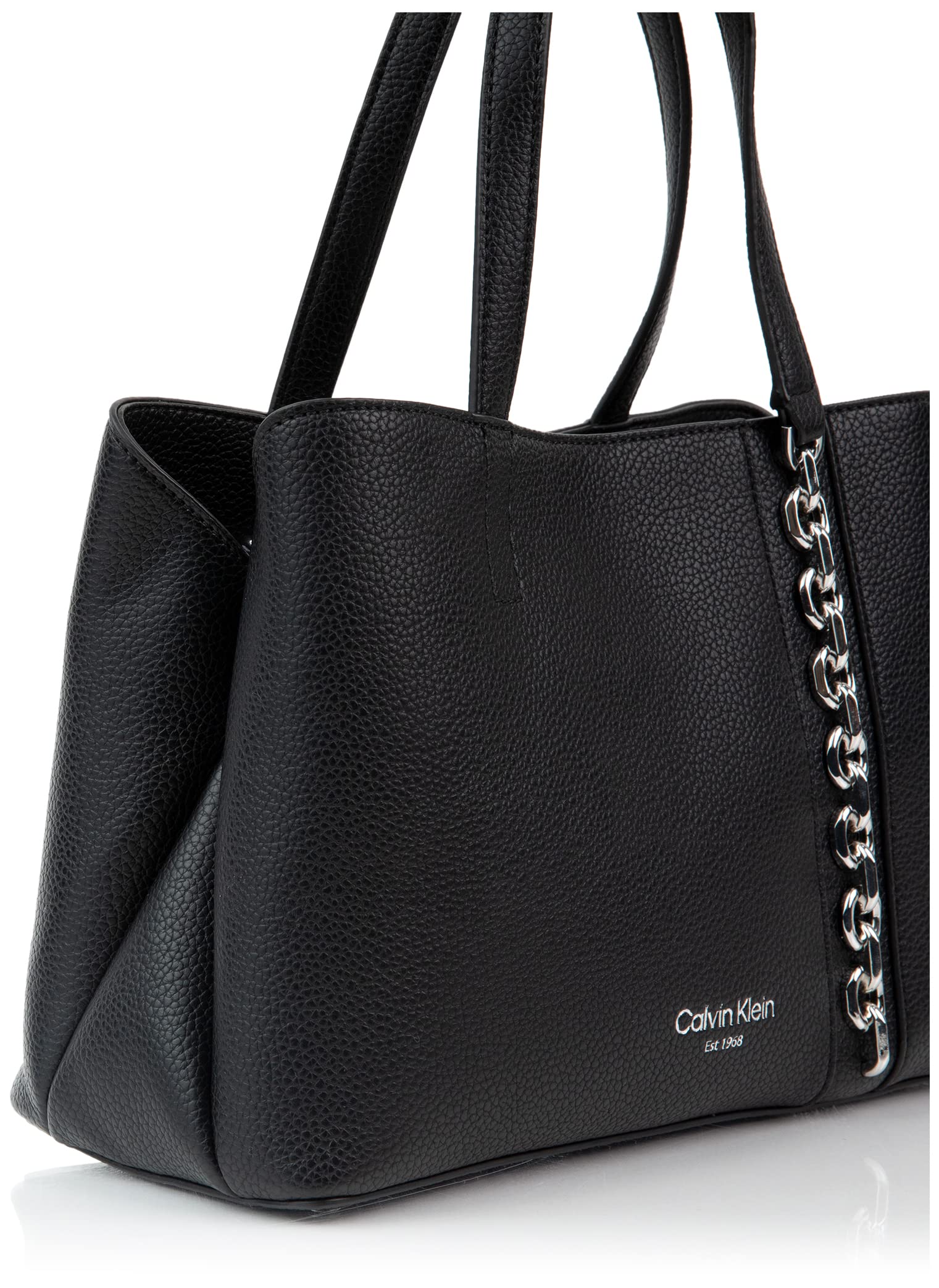 Calvin Klein Adeline Triple Compartment Satchel, Black/Silver,One Size