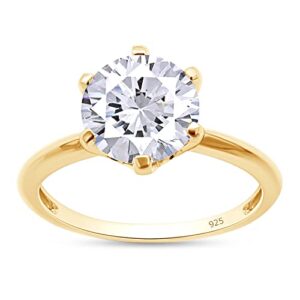 savearth diamonds solitaire style, 1.75 carat 8.5mm round cut lab created moissanite diamond engagement wedding promise ring in 14k yellow gold over sterling silver1 1/2 cttw-5.5