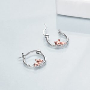 VONALA French Bulldog Hoop Earrings 925 Sterling Silver Cute Animal Dog Jewelry Birthday Gifts for Women (French Bulldog)