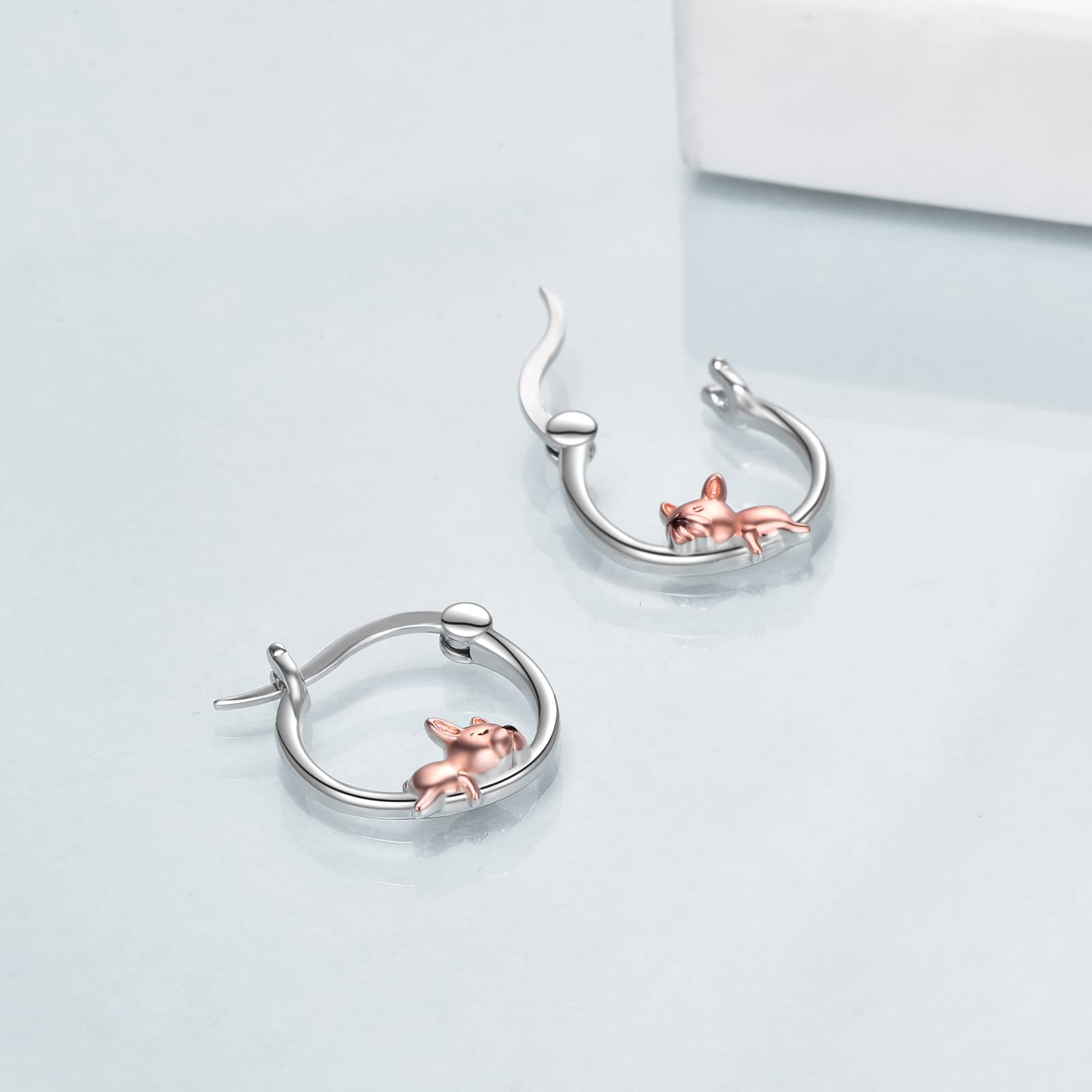 VONALA French Bulldog Hoop Earrings 925 Sterling Silver Cute Animal Dog Jewelry Birthday Gifts for Women (French Bulldog)