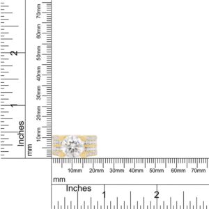 SAVEARTH DIAMONDS Bridge Style, 5 Carat Center 9MM Round Cut Lab Created Moissanite Diamond Solitaire Bridal Engagement Ring In 14K Yellow Gold Over Sterling Silver(VVS1 Clarity 5 Cttw)-6.5