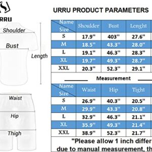 URRU Mens Classic 2 piece Polo Shirts Zipper Short Sleeve Solid Casual Slim Fit Basic Lapel Polos and Shorts Navy XXL