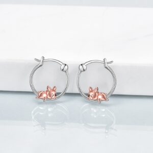 VONALA French Bulldog Hoop Earrings 925 Sterling Silver Cute Animal Dog Jewelry Birthday Gifts for Women (French Bulldog)