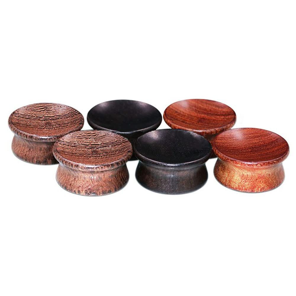 Piercingpops 3 Pairs Natural Wood Ear Plugs Tunnels Double Flared Expander Ear Gauges Stretched Piercing Body Jewelry (Gauge=1/2"(12mm))