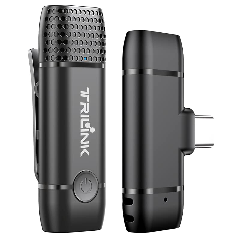 TRILINK Wireless USB-C Lapel Microphone, Compatible with iPad Pro, Google Pixel, Samsung Galaxy S21, and More Type-C Devices, 10 Hours Playtime, No App Needed