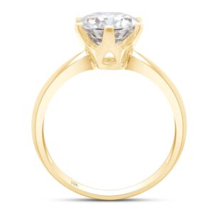 SAVEARTH DIAMONDS Solitaire Style, 2 Carat 8.5MM Round Cut Lab Created Moissanite Diamond Engagement Wedding Promise Ring For Women In 10K Solid Yellow Gold(VVS1 Clarity)-5.5